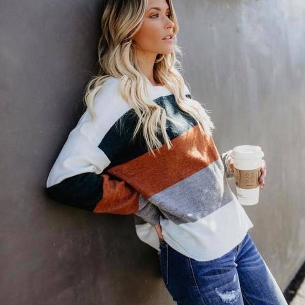 Cozy Color-Blocked Fall/Winter Sweater